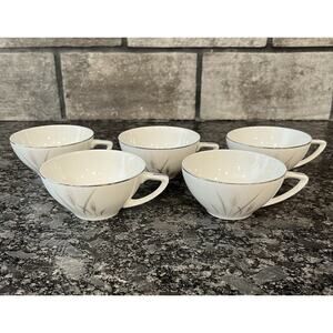 5 Vintage Max Schonfeld Platinum Wheat Fine China of Japan Tea Coffee Cups